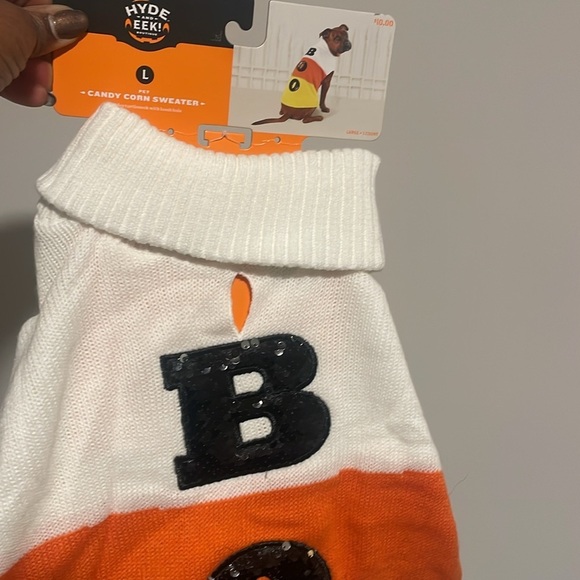 Hyde and Eek pet candy corn sweater black Boo sequins white orange yellow New - Picture 2 of 6